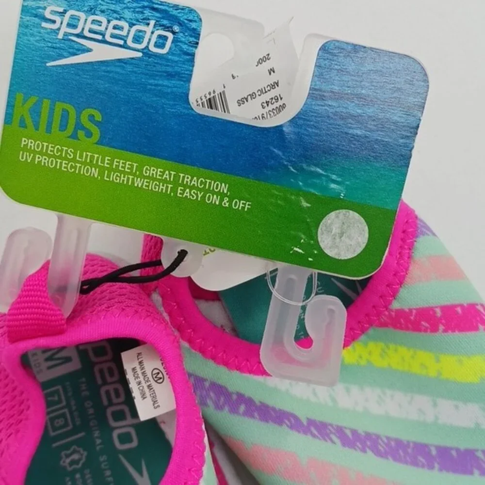 Speedo Baby Girl M 7-8 Water Shoes Aqua Socks Swim Beach Pool New